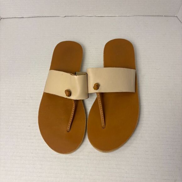 Sseko Designs Leather Knotted T-Strap Sandals Women's Size 8 Lightly worn - Picture 2 of 4